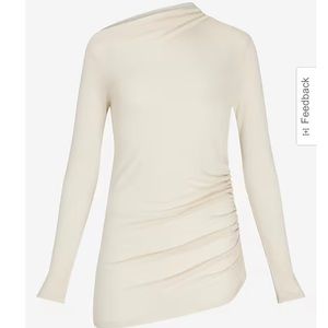 Ivory Shimmer Asymmetrical Ruched Mini Dress Tunic